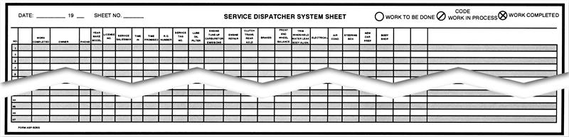 Service Dispatcher System Sheet Sdss