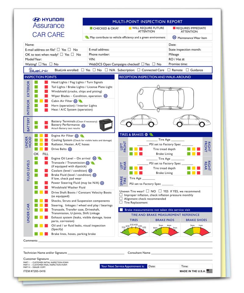 Multi Point Inspection Form Hyundai Pkg